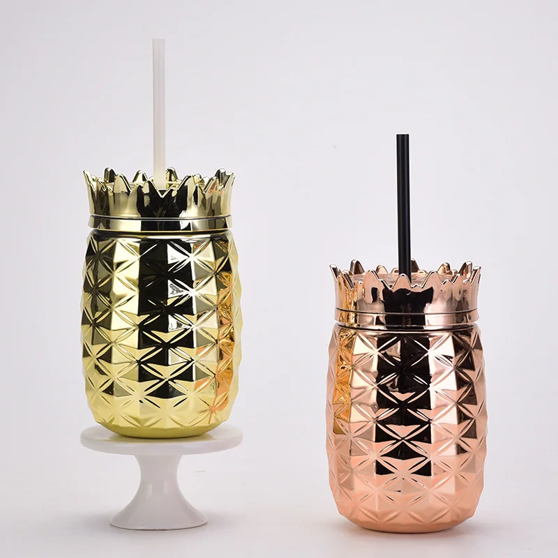 700ml Creative Pineapple Shape Water Cup Plastic Plating Juice Drinking Bottle with Straw Irregular Tumbler Cup Gift For Kids
700ml Creative Pineapple Shape Water Cup Plastic Plating Juice Drinking Bottle with Straw Irregular Tumbler Cup Gift For Kids