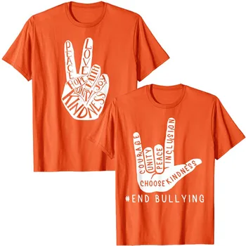 Camiseta Coco Masculina: Conforto e Estilo para o Verão 10 UNITY DAY Orange Tee, Anti Bullying Gift and Be Kind T-Shirt Love Sign Language Graphic Clothes Streetwear Outfits Casual Tops