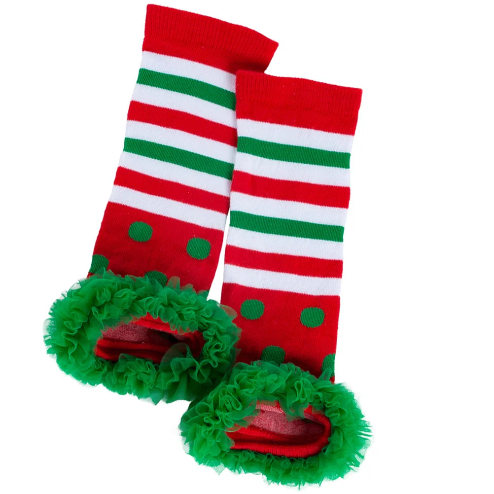 

Valiclud Toddler Leg Warmers Christmas Baby Leg Warmer Holidays Toddler Striped Dot Cotton Socks Warm Cozy Soft Sock Cover Elf