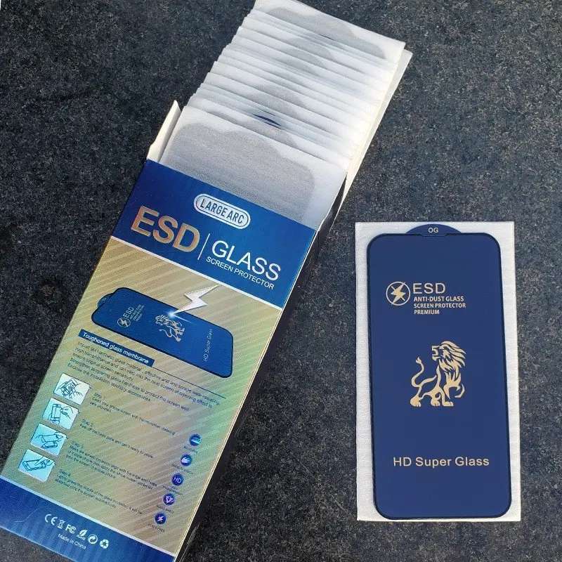 

Антистатическая Защита экрана ESD 9H, полное покрытие, защита от пыли, закаленное стекло для iPhone 15 14 13 Pro Max 12 11 Pro XS XR Plus, 50 шт.