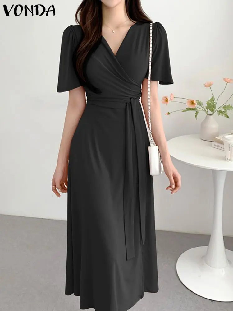 VONDA Elegant Sundress Women Midi Dress 2023 Summer Sexy V-neck Casual Solid Fashion Short Sleeve High Waist Party Robe Belted
VONDA Elegant Sundress Women Midi Dress 2023 Summer Sexy V-neck Casual Solid Fashion Short Sleeve High Waist Party Robe Belted