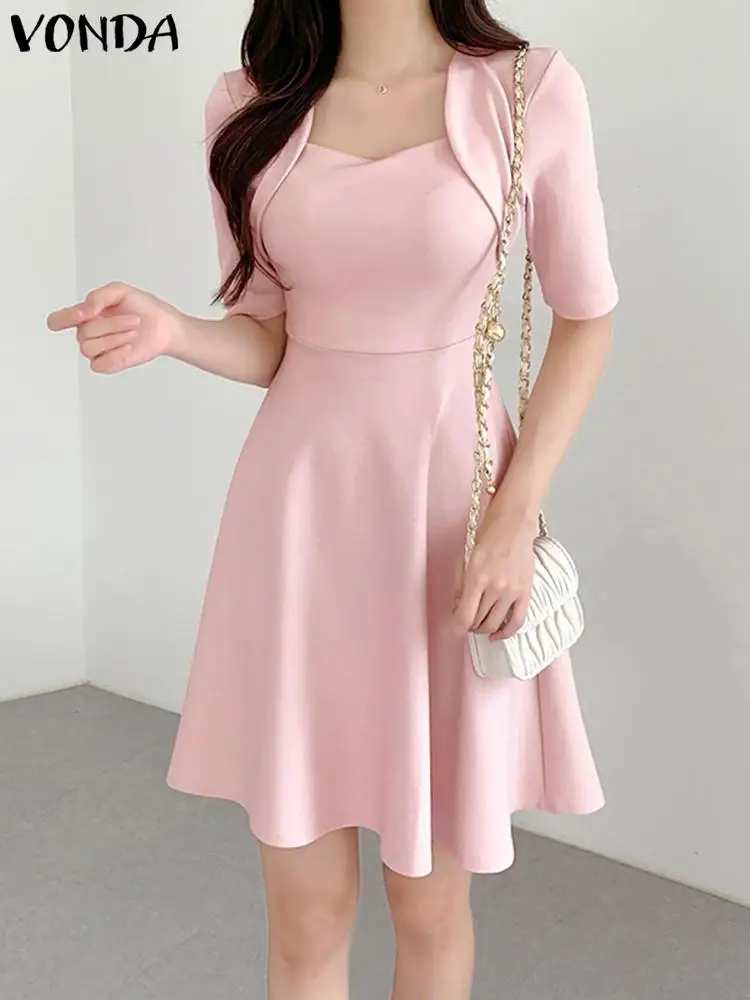 2023 VONDA Elegant Solid Color Casual Party Dress Women Summer Short Sleeve Sexy Square Collar Mini Sundress Loose Zipper Robe
2023 VONDA Elegant Solid Color Casual Party Dress Women Summer Short Sleeve Sexy Square Collar Mini Sundress Loose Zipper Robe