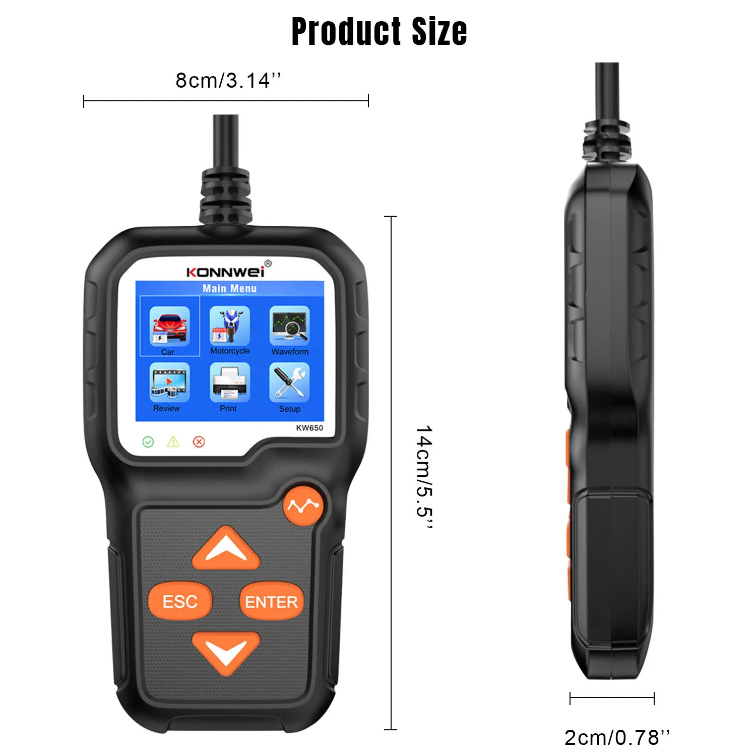 U50 KW650 Car Battery Tester 6V 12V Motorcycle Auto Analyzer 100 to 2000 CCA Car Moto Cranking Charging Test Tool
U50 KW650 Car Battery Tester 6V 12V Motorcycle Auto Analyzer 100 to 2000 CCA Car Moto Cranking Charging Test Tool