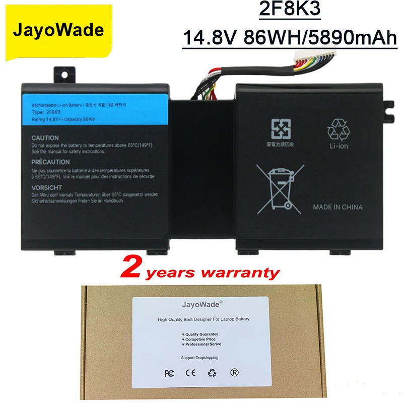 JayoWade New Korea Cell 2F8K3 Laptop Battery for DELL Alienware 17 18 M17X R5 M18X R1 2F8K3 0KJ2PX KJ2PX G33TT 14.8V 86WH 2F8K3
JayoWade New Korea Cell 2F8K3 Laptop Battery for DELL Alienware 17 18 M17X R5 M18X R1 2F8K3 0KJ2PX KJ2PX G33TT 14.8V 86WH 2F8K3