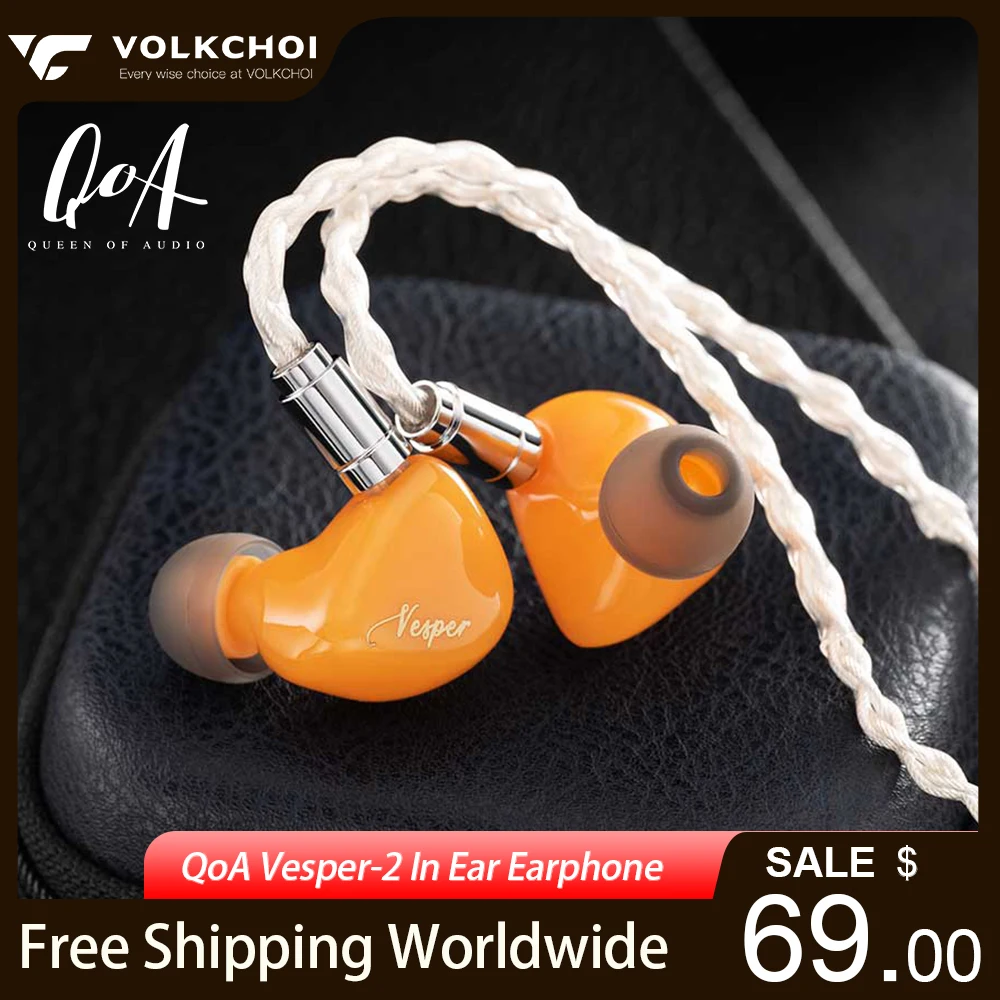 QoA Vesper-2 HiFi Earphone 1DD 1BA Hybrid Driver Monitor In Ear IEMs DJ Music Headphone with 0.78mm 2Pin Cable Earbuds
QoA Vesper-2 HiFi Earphone 1DD 1BA Hybrid Driver Monitor In Ear IEMs DJ Music Headphone with 0.78mm 2Pin Cable Earbuds