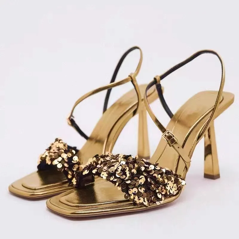 Gold Sequins Stiletto Sandals Women 2023 Sexy Women Pumps shoes Square Toes Bling Luxury High Heels Woman's Party high heel
Gold Sequins Stiletto Sandals Women 2023 Sexy Women Pumps shoes Square Toes Bling Luxury High Heels Woman's Party high heel