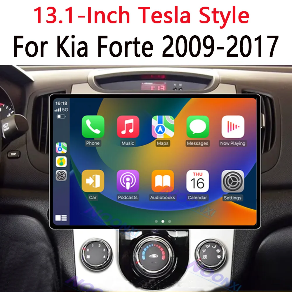 

For Kia Forte 2009-2017 Tesla Style 2K Screen 8GB 256GB Android 13 Car Radio Stereo Multimedia Player GPS Navigation Carplay