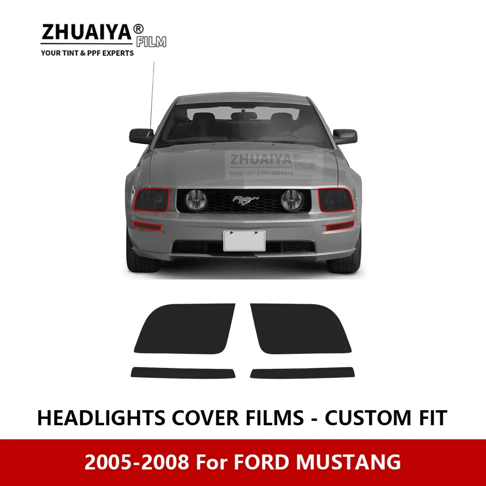 

For FORD MUSTANG 2005-2008 Car Exterior Headlight Anti-scratch PPF precut Protective film Repair film Car stickers Accessories