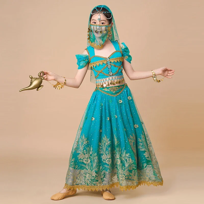 Kids Princess Festival Cosplay Belly Dance Top Dress Set Indian Arabic Sari Girls Jasmine Costume Bollywood Child Rave Outfit
Kids Princess Festival Cosplay Belly Dance Top Dress Set Indian Arabic Sari Girls Jasmine Costume Bollywood Child Rave Outfit