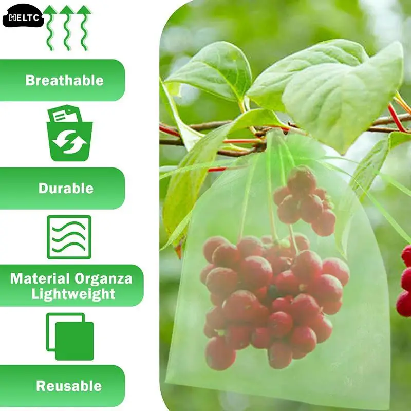 

20PCS/Set 5Size Fruit Protection Bags Pest Control Anti-Bird Garden Netting Bag Strawberry Grapes Mesh Plant Vegetable Grow Bags