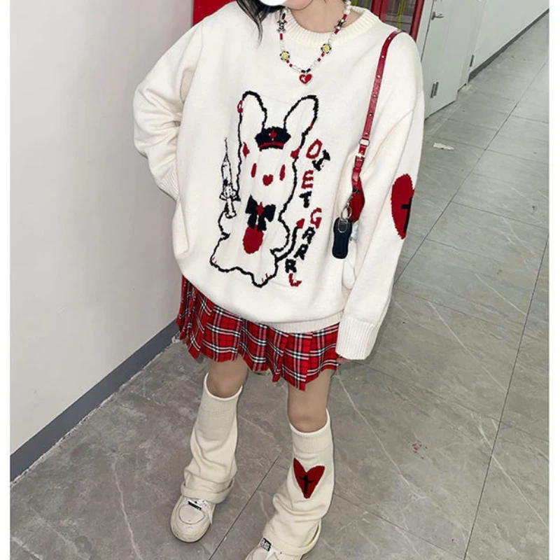 Y2k Gothic Rabbit Beige Sweater Women Harajuku Japanese Style Oversize Heart Pullover Jumper Female Hippie Knitted Top
Y2k Gothic Rabbit Beige Sweater Women Harajuku Japanese Style Oversize Heart Pullover Jumper Female Hippie Knitted Top