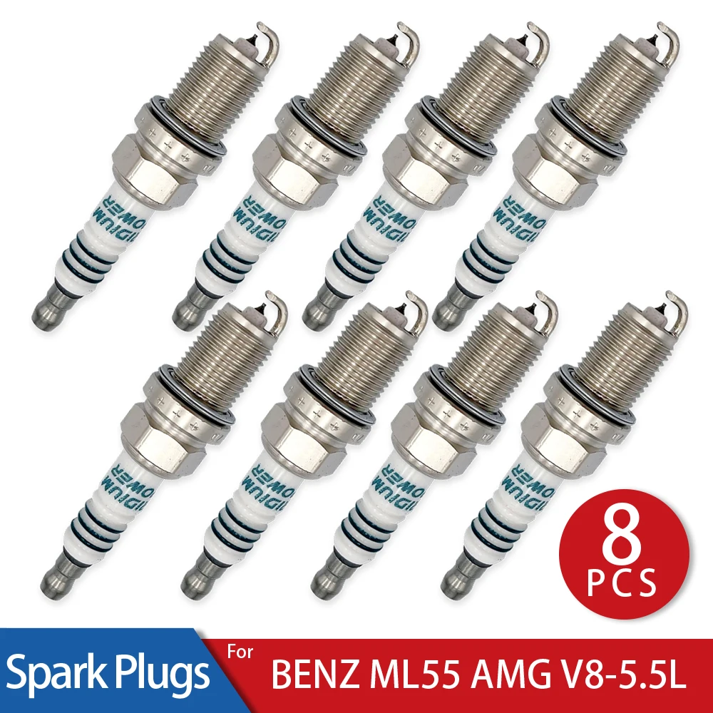 

8 Pcs/Lot Iridium Power Spark Plugs Glow Plug for 2000-2003 BENZ ML55 AMG V8-5.5L Car Candle Stable Operation 80000km
