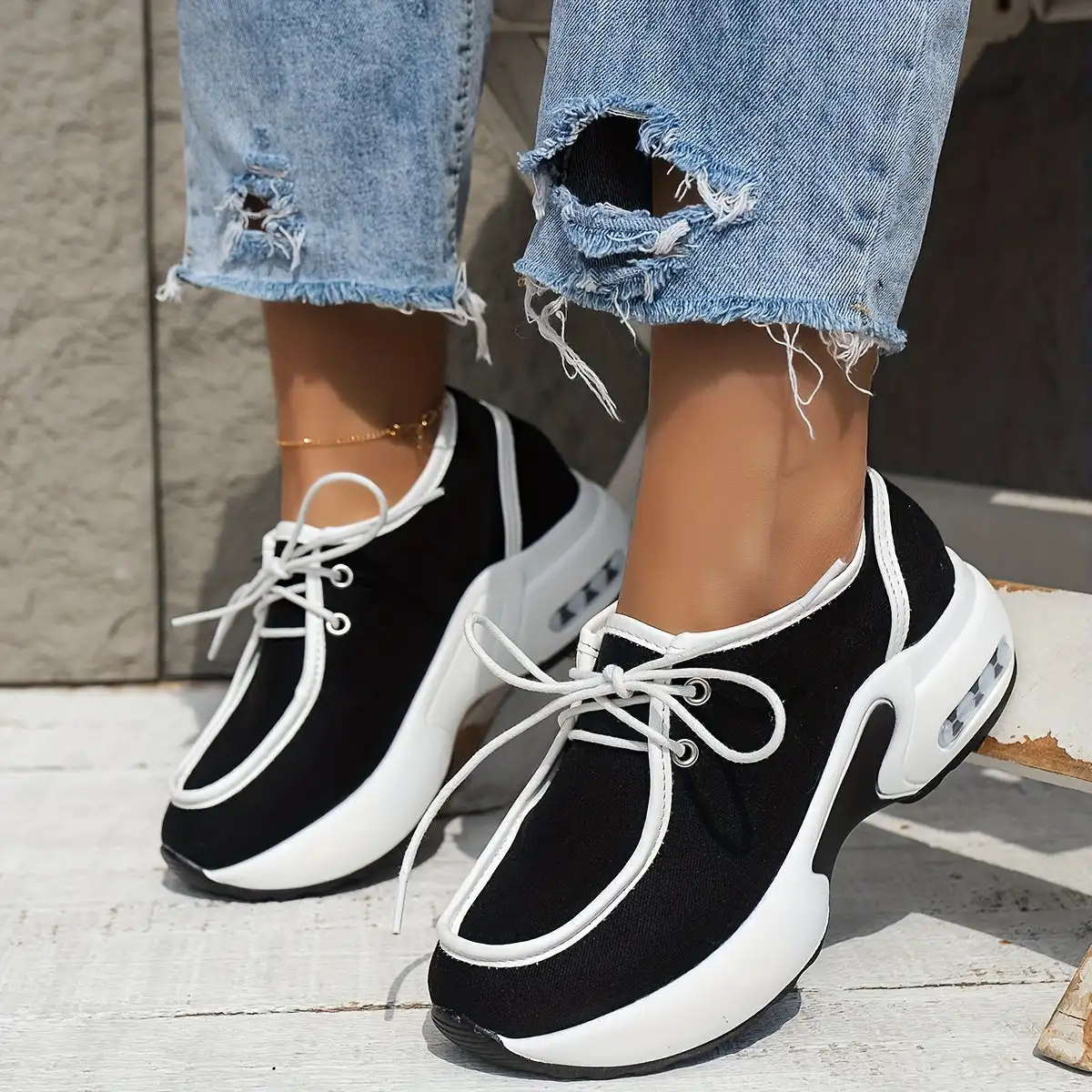 Women's Air Cushion Platform Sneakers, Fashion Lace Up Anti-skid Walking Sneakers, Casual Low Top Sneakers
Women's Air Cushion Platform Sneakers, Fashion Lace Up Anti-skid Walking Sneakers, Casual Low Top Sneakers