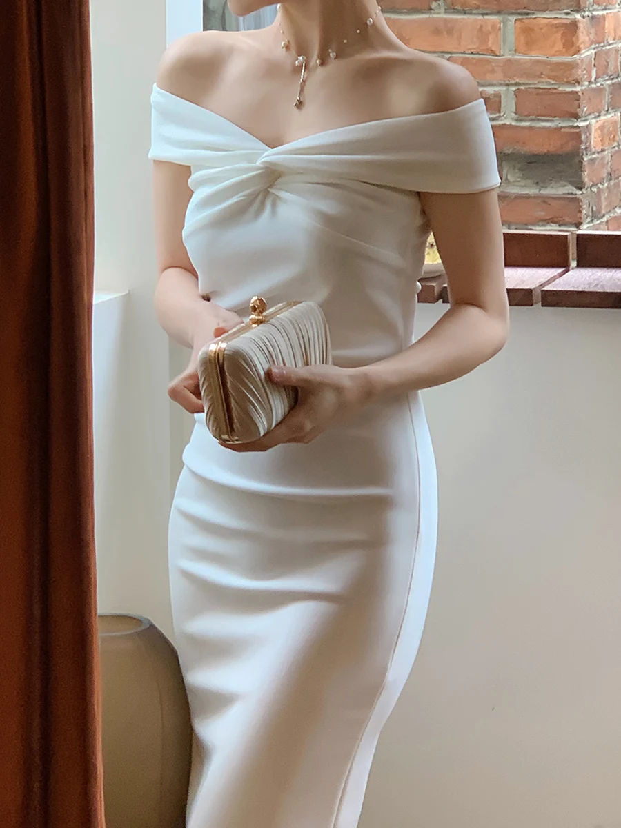 2024 French Elegant Women Wedding Party Dress Fashion Vintage Slash Neck Sheath Robe Female Sundress Retro Evening Dress Vestido
2024 French Elegant Women Wedding Party Dress Fashion Vintage Slash Neck Sheath Robe Female Sundress Retro Evening Dress Vestido