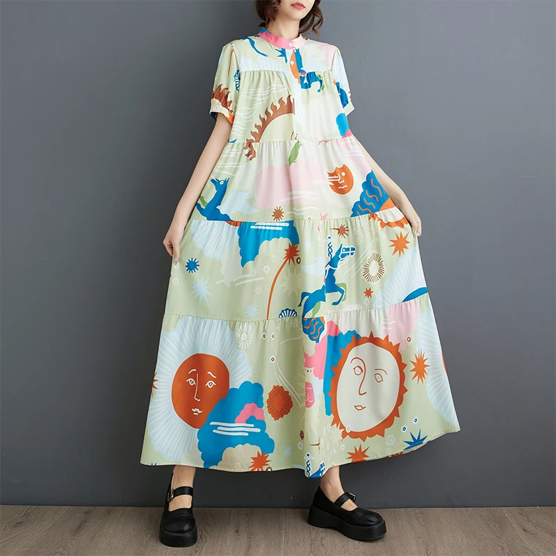 European American Style Cartoon Print Patchwork Sweet Girl's Chic Summer Blouse Dress Street Fashion Women Travel Casual Dress
European American Style Cartoon Print Patchwork Sweet Girl's Chic Summer Blouse Dress Street Fashion Women Travel Casual Dress