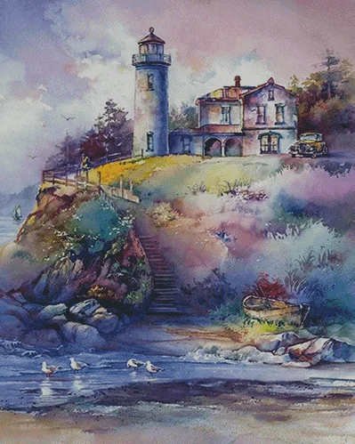 

Gold Collection Counted Cross Stitch Kit Cross stitch cotton with cross stitch WATERCOLOR lighthouse landscape figure 83-101