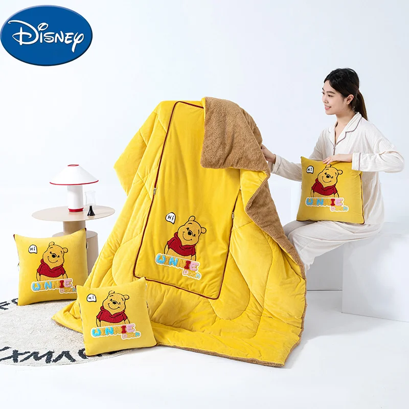 

Disney Folding Pillow Quilt With Velvet Thickening Winnie-the-pooh Donald Duck Winter Coral Velvet Blanket Nap Office Car Pillow