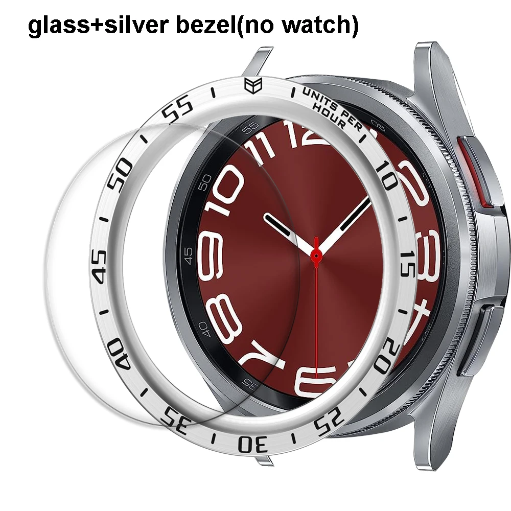 

Закаленное защитное стекло для часов Samsung Galaxy Watch 6 Classic, 47 мм, 43 мм + стальное кольцо с металлической крышкой, аксессуары для умных часов