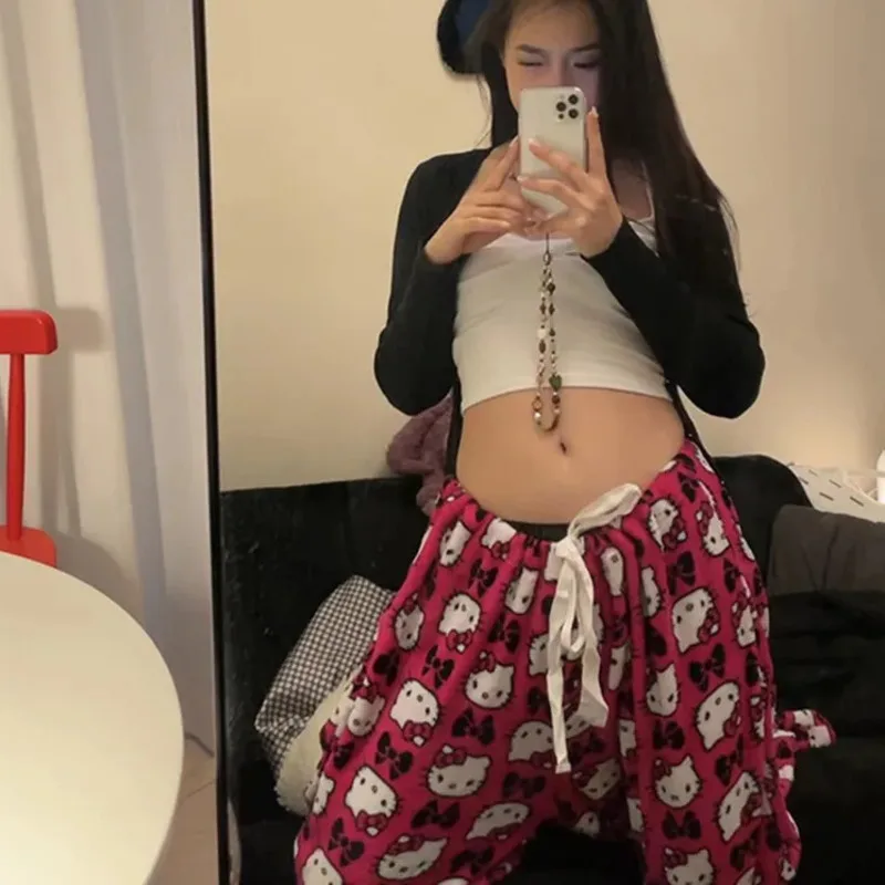 New Fashion Sanrio Hello Kitty Loose High Waist Pants Lovely Casual Thin Pajamas Trousers Women Wide Leg Pant Y2K Girl Gift
New Fashion Sanrio Hello Kitty Loose High Waist Pants Lovely Casual Thin Pajamas Trousers Women Wide Leg Pant Y2K Girl Gift