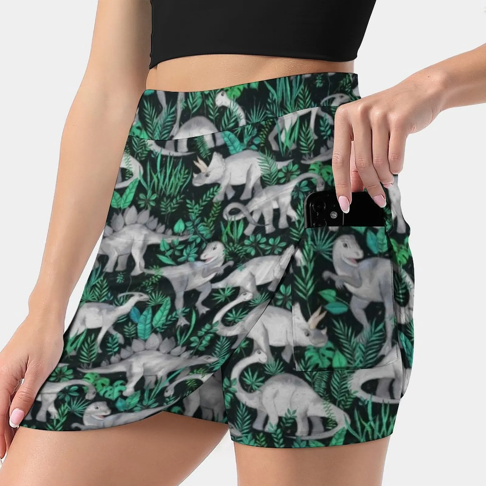 

Dinosaur Jungle Women's skirt Mini Skirts A Line Skirt With Hide Pocket Dinos Dino Dinosaurs Dinosaur Pattern Jungle Midnight