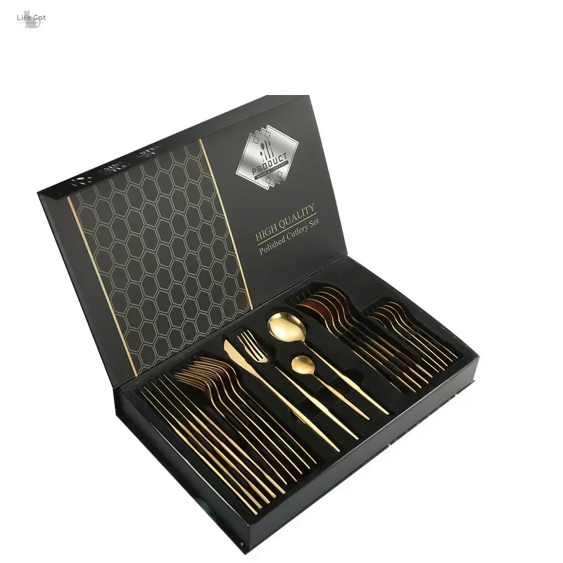 Dinnerware Set Golden Cutlery Set Stainless Steel Knife Fork Spoon Tableware Flatware Set Festival Kitchen Dinnerware Gift G1
Dinnerware Set Golden Cutlery Set Stainless Steel Knife Fork Spoon Tableware Flatware Set Festival Kitchen Dinnerware Gift G1
