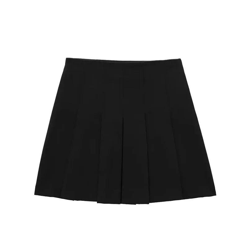 

Новая женская Повседневная модная универсальная тонкая черная юбка ZADATA с высокой талией в стиле ретро А-силуэта в студенческом стиле, милая плиссированная юбка