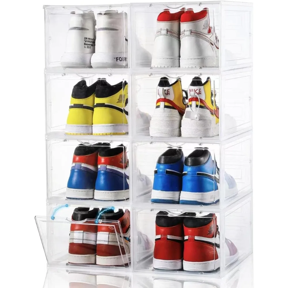 Large Shoe Storage Box, 8 PACK, Shoe Organizer Shoe Box Clear Plastic Stackable, Drop Front Box with Magnetic Door
Large Shoe Storage Box, 8 PACK, Shoe Organizer Shoe Box Clear Plastic Stackable, Drop Front Box with Magnetic Door