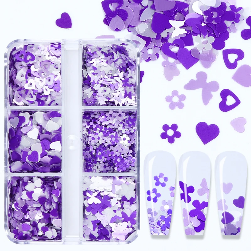 Romantic Purple Glitter Flakes Nail Art Accessories Holographic Hearts Flower Butterfly Paillette For Nails Manicure Accessories
Romantic Purple Glitter Flakes Nail Art Accessories Holographic Hearts Flower Butterfly Paillette For Nails Manicure Accessories