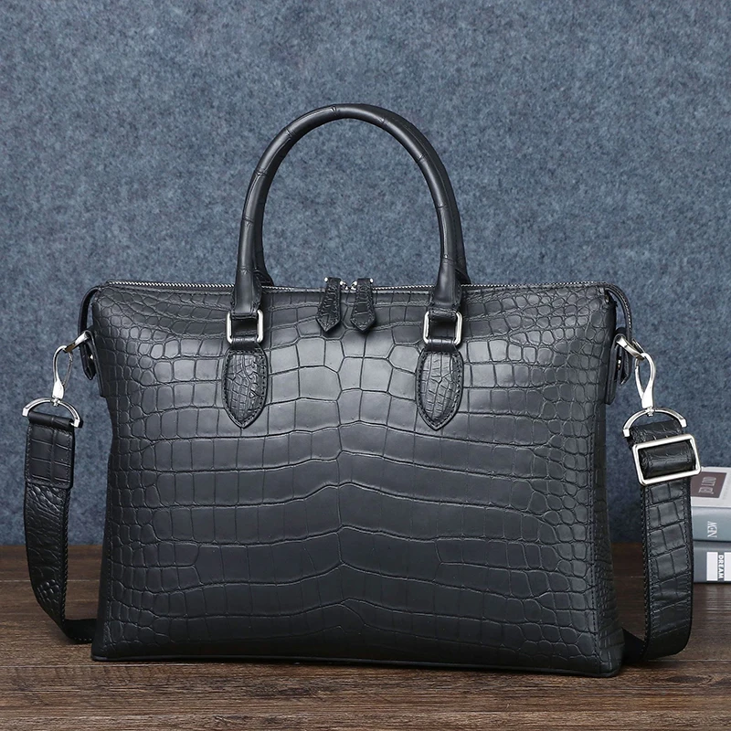 

New Crocodile Pattern Men's Briefcase Versatile One Shoulder Diagonal Straddle Bag Genuine Leather Men's Bag Luxurious Handbag