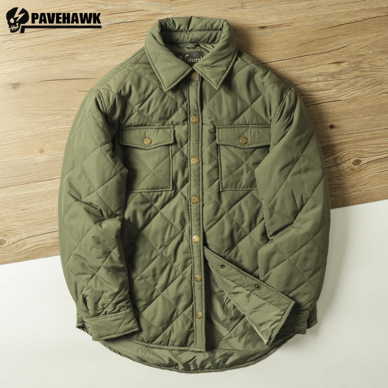 Quilted Lightweight Men Winter Parkers Diamond Lattice Thickened Single-breasted Padded Jacket Vintage Button Thin Cotton Coat
Quilted Lightweight Men Winter Parkers Diamond Lattice Thickened Single-breasted Padded Jacket Vintage Button Thin Cotton Coat