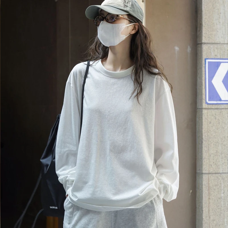 

Johnature New Korean Simple Sunscreen Round Neck T-shirt Spring Summer New 2024 Loose Soft Breathable Casual Tops Women