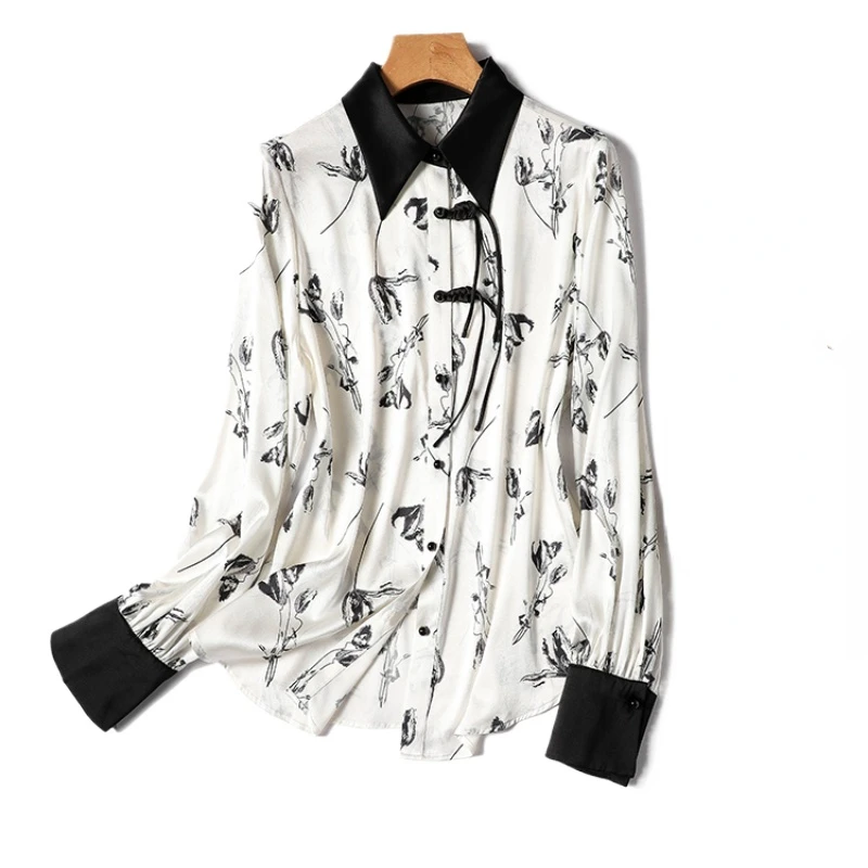 Satin Long Sleeved Blouse Surface Summer New 2024 Women's Shirts Casual Fashion Simplicity Ink Wash Flower Turn-down Clothing
Satin Long Sleeved Blouse Surface Summer New 2024 Women's Shirts Casual Fashion Simplicity Ink Wash Flower Turn-down Clothing