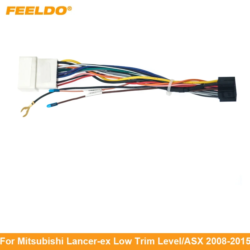

FEELDO 1PC Car Sterei Radio 16PIN Adaptor Wiring Harness For Mitsubishi Lancer-ex ASX Power Calbe Wire Head Unit Harness