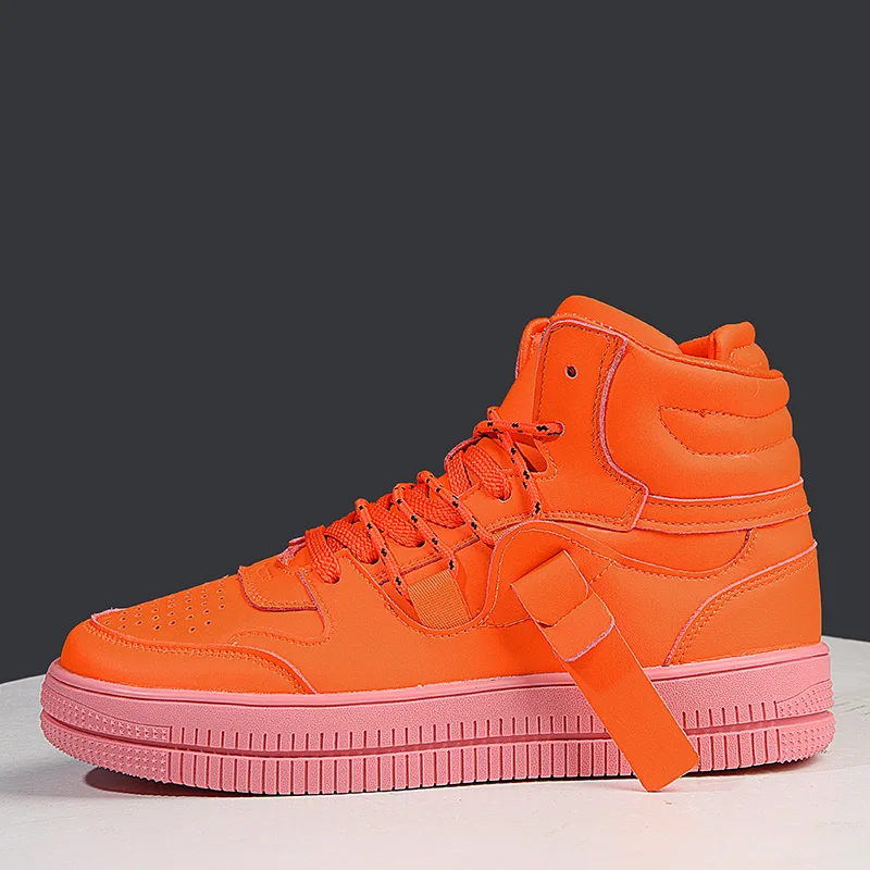 2023 Fashion Orange Men Skateboard Shoes Leather Platform Men High Top Sport Shoes Comfortable Lace-up Mens White Skate Sneakers
2023 Fashion Orange Men Skateboard Shoes Leather Platform Men High Top Sport Shoes Comfortable Lace-up Mens White Skate Sneakers