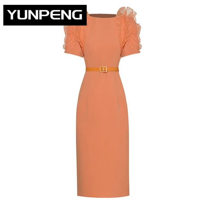 Fashion Runway dress Summer Women's Dress Solid Color Flounces High Waist Belt Slim Buttock Covering Pencil Dress
Fashion Runway dress Summer Women's Dress Solid Color Flounces High Waist Belt Slim Buttock Covering Pencil Dress