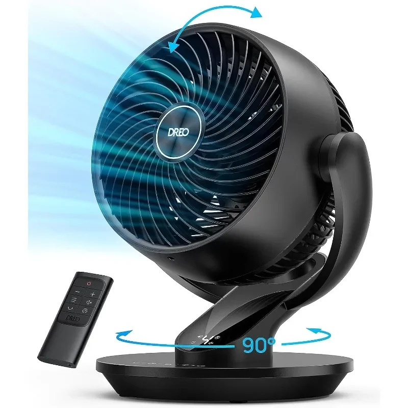 

9 Inch Quiet Oscillating Floor Fan with Remote, Air Circulator Fan for Whole Room, 70ft Powerful Airflow, 120° Adjustable Tilt
