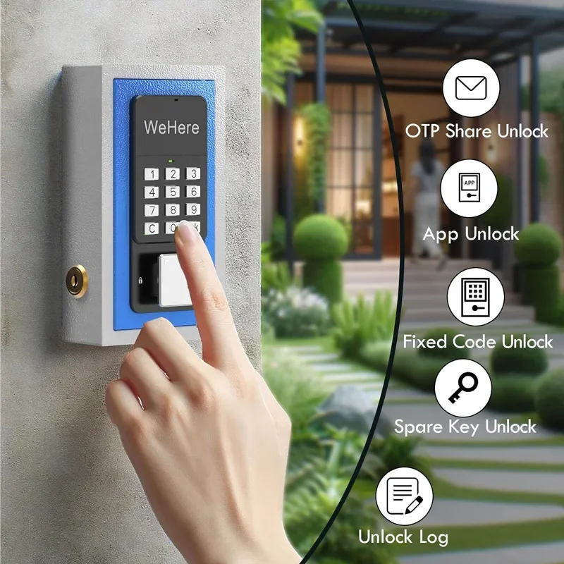 

WeHere APP Phone Remote Control Smart Password Electronic Key Safe Box Storage For Outdoor Security Apartment Hotel Management