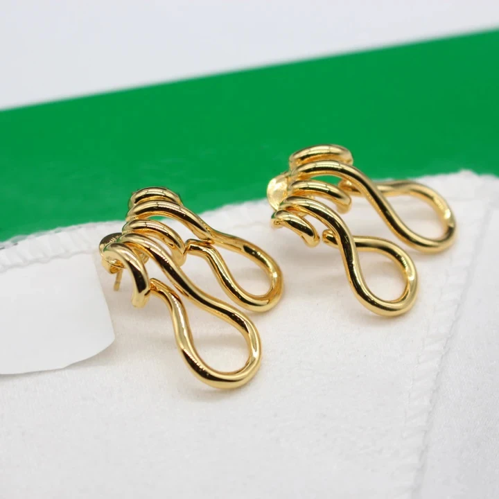 

2024 Europe Designer 24K Gold Plating Irregular Luxury Earrings Women Top Quality Jewelry Trend Runway Clothes Accessories gift