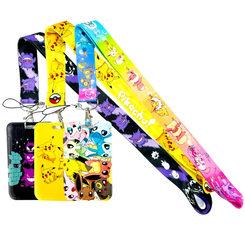 

Pokémon Cute Couples Lanyard For Keys Chain Credit Card Cover Pass Mobile Phone Charm Straps ID Badge Holder Key Accessories