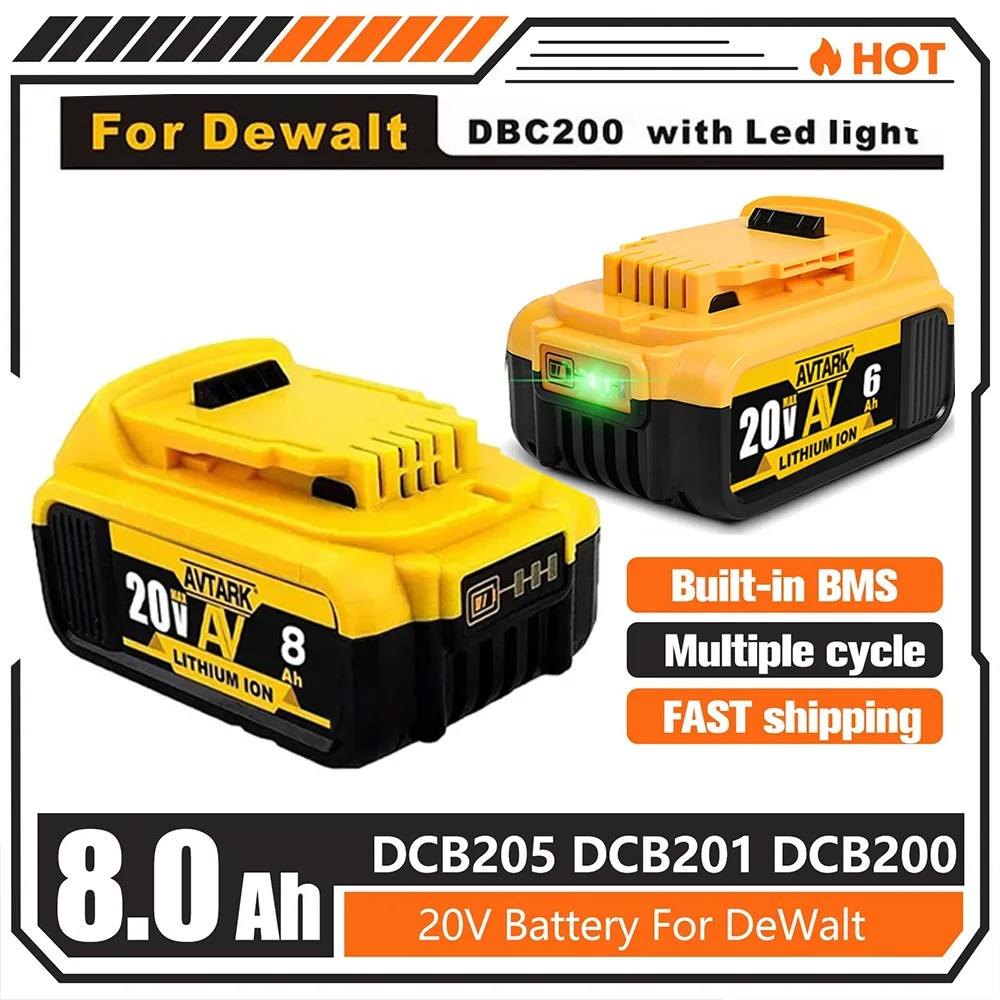 NEW Battery Compatible with dewalt power Tools 18V 8Ah rechargeable electric tool Lithium batteries 20V 18Volt 18v 5Ah 6Ah 8Ah
NEW Battery Compatible with dewalt power Tools 18V 8Ah rechargeable electric tool Lithium batteries 20V 18Volt 18v 5Ah 6Ah 8Ah