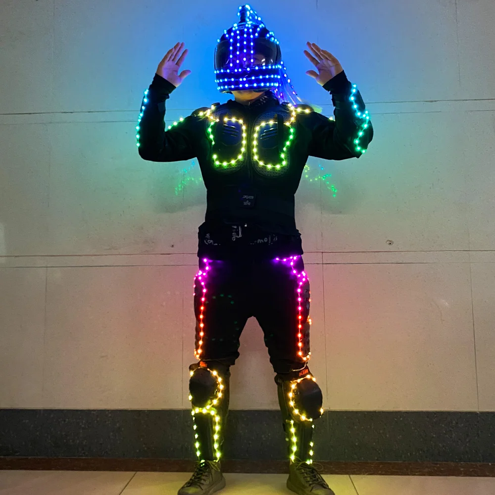 

LED robot set led armor helmet glow-in-the-dark stage show motorcycle suit Robot dance atmosphere glow-in-the-dark prop set