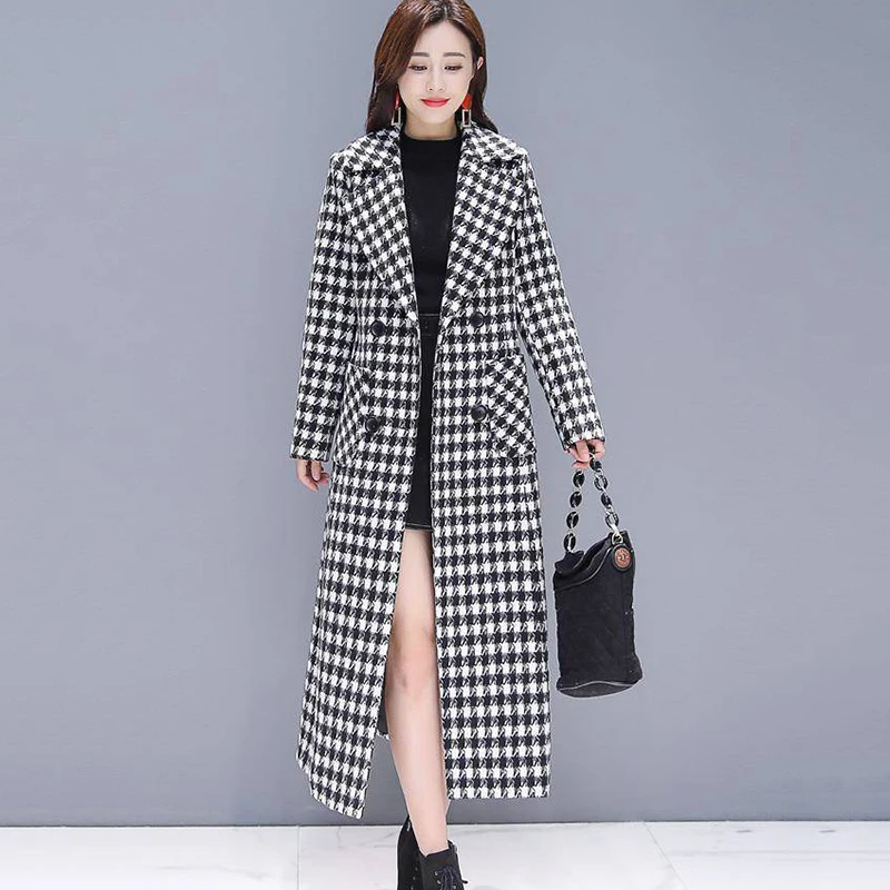 2023 New Autumn Winter Plaid Woolen Windbreaker Jacket Women Overcoat Long Slim Double-Breasted Fashion Houndstooth Wool Coat
2023 New Autumn Winter Plaid Woolen Windbreaker Jacket Women Overcoat Long Slim Double-Breasted Fashion Houndstooth Wool Coat
