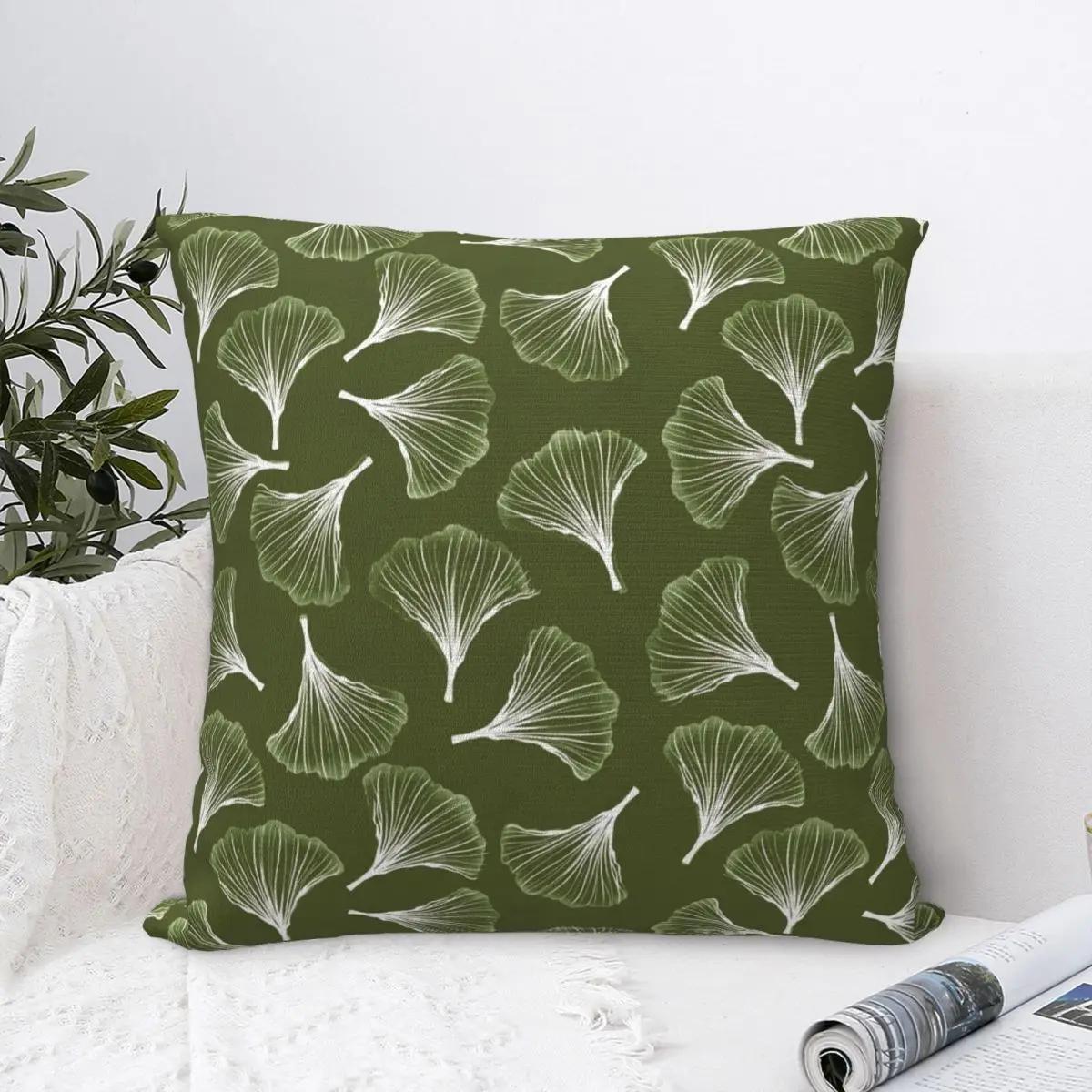 

Ginkgo Green Leaf Pillow Cover Nature Square Pillow Case Cushion Cover Morden Graphic Pillowcases For Office Car Home Decorative