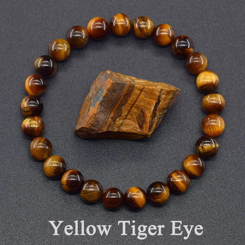 Natural Stone Bead Bracelets Yellow Tiger Eye