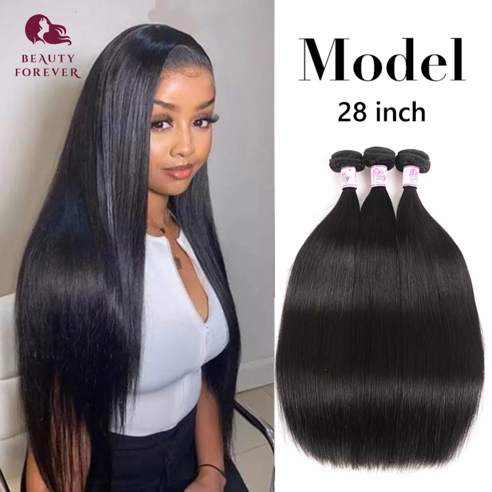 

BEAUTY FOREVER Malaysian Straight Virgin Human Hair Weaves Natual Color Unprocess Virgin Human Hair Weft 3 Bundles 8-30inch