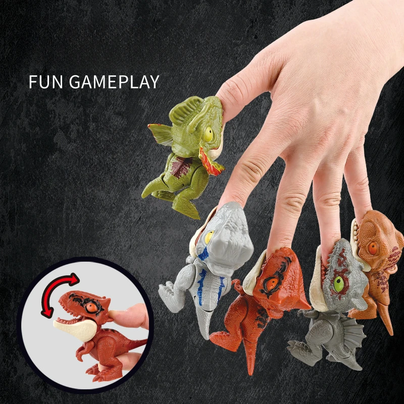 

Creative Jurassic finger dinosaur Triceratops Tyrannosaurus rex children model toy finger biting dinosaur interactive toy