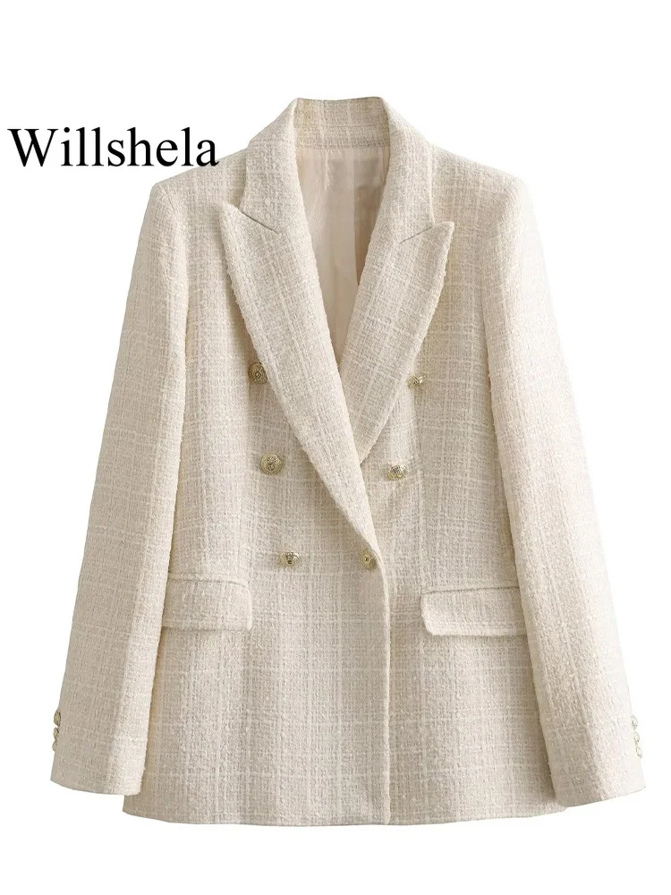 Willshela Women Fashion With Pockets Beige Double Breasted Blazer Vintage Notched Neck Long Sleeves Female Chic Lady Outfits
Willshela Women Fashion With Pockets Beige Double Breasted Blazer Vintage Notched Neck Long Sleeves Female Chic Lady Outfits
