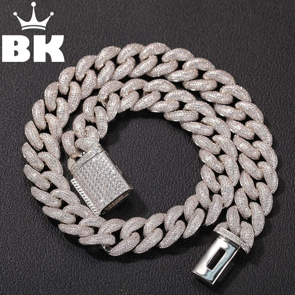 

THE BLING KING 18mm Bubble Chain Necklace For Men Full Micro Paved Cubic Zirconia 3D Heavy Cuban Link Choker Punk HipHop Jewelry