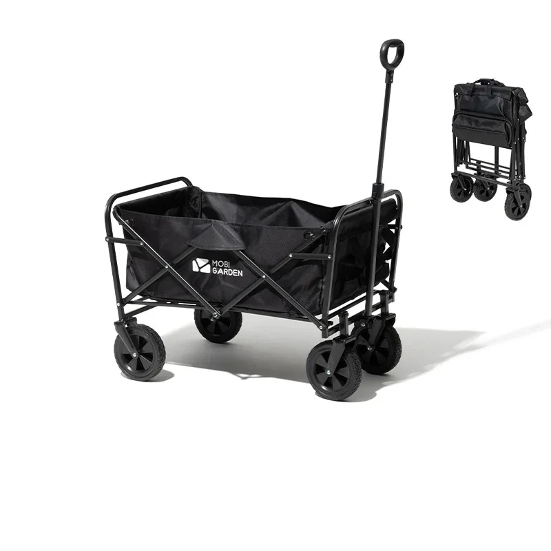 

High Quality 4 Wheel Beach Camping Folding Wagon Black Folding Picnic Garden Camping Carts Mini Outdoor Transport Trolley