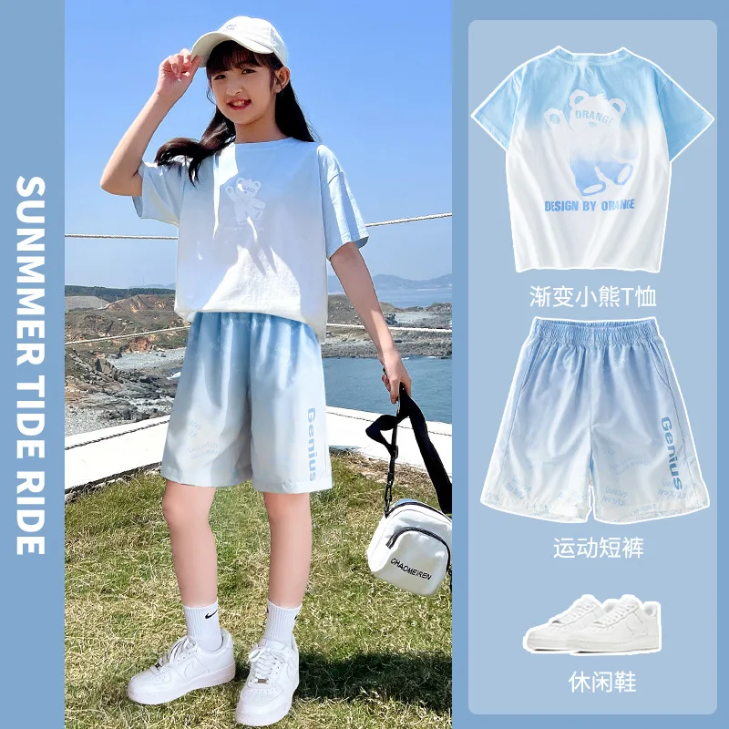 Girls' Clothes Summer Fashion Gradient Sports Sets Kids Tie-Dye Short Sleeve + Shorts / Pants 2 Piece Set Teenagers 3-12Y
Girls' Clothes Summer Fashion Gradient Sports Sets Kids Tie-Dye Short Sleeve + Shorts / Pants 2 Piece Set Teenagers 3-12Y